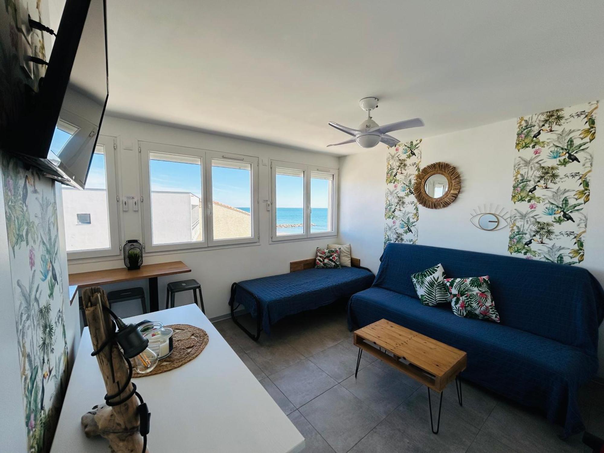 Estudio 1Ere Ligne Vue Mer ,Place De Parking Privee Acces A La Plage De La Residence 3Eme Etage ปาลาวาส-เลส์-โฟลต์ ภายนอก รูปภาพ